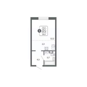 Студия квартира, вторичка, 26м2, 4/17 этаж