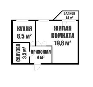 1-к квартира, вторичка, 35м2, 9/9 этаж
