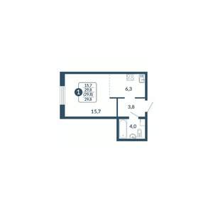 1-к квартира, вторичка, 30м2, 16/17 этаж
