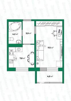 1-к квартира, вторичка, 35м2, 9/9 этаж