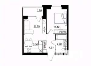2-к квартира, строящийся дом, 39м2, 6/10 этаж