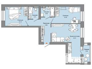 2-к квартира, вторичка, 69м2, 3/6 этаж