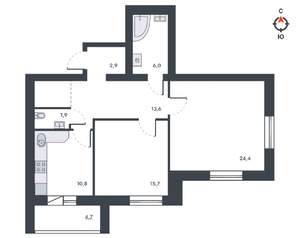2-к квартира, вторичка, 80м2, 8/12 этаж