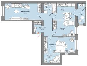 3-к квартира, вторичка, 83м2, 2/6 этаж