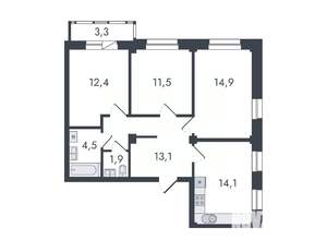 3-к квартира, вторичка, 76м2, 6/16 этаж