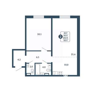 2-к квартира, вторичка, 66м2, 3/17 этаж