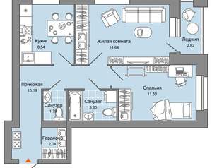 2-к квартира, вторичка, 54м2, 4/7 этаж