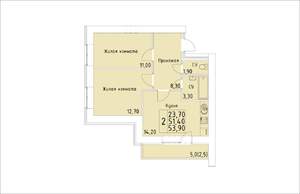 2-к квартира, вторичка, 54м2, 8/14 этаж