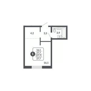 Студия квартира, вторичка, 28м2, 3/17 этаж
