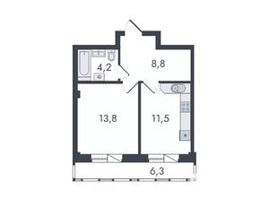 1-к квартира, вторичка, 45м2, 9/16 этаж