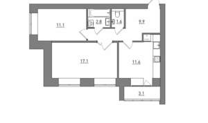 2-к квартира, вторичка, 57м2, 9/12 этаж