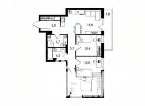3-к квартира, строящийся дом, 74м2, 2/11 этаж