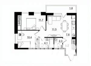 3-к квартира, строящийся дом, 55м2, 6/11 этаж