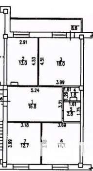 3-к квартира, вторичка, 80м2, 9/10 этаж