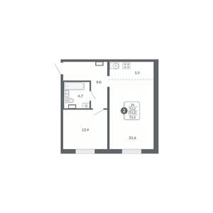 2-к квартира, вторичка, 53м2, 15/17 этаж