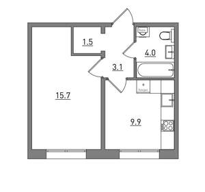1-к квартира, вторичка, 34м2, 9/16 этаж