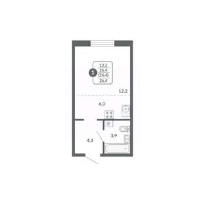 Студия квартира, вторичка, 26м2, 2/17 этаж