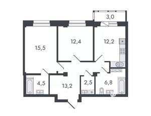 2-к квартира, вторичка, 70м2, 13/16 этаж