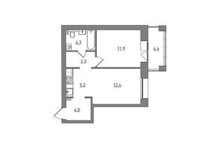2-к квартира, вторичка, 46м2, 6/6 этаж