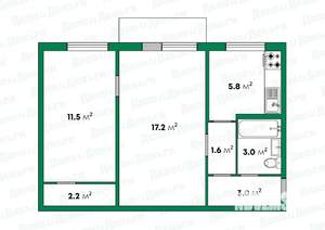 2-к квартира, вторичка, 45м2, 5/5 этаж