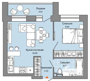 2-к квартира, вторичка, 39м2, 3/4 этаж