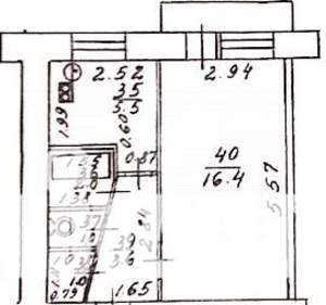 1-к квартира, вторичка, 29м2, 5/5 этаж