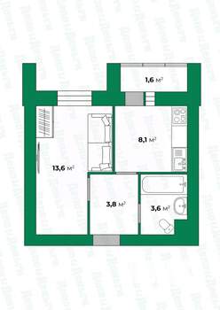 1-к квартира, вторичка, 31м2, 3/6 этаж
