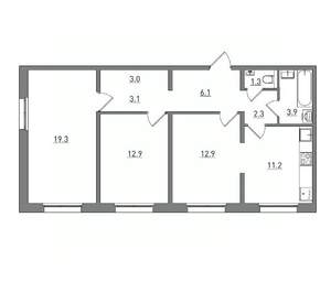 3-к квартира, вторичка, 76м2, 14/17 этаж