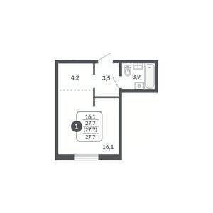Студия квартира, вторичка, 28м2, 13/17 этаж