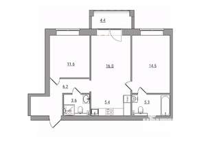 3-к квартира, вторичка, 69м2, 2/7 этаж