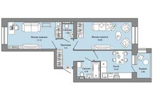 2-к квартира, вторичка, 57м2, 1/8 этаж