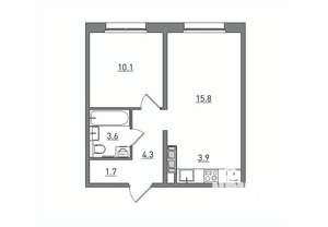 2-к квартира, вторичка, 39м2, 8/17 этаж