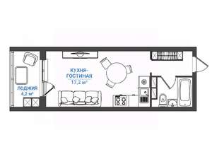 Студия квартира, вторичка, 23м2, 12/17 этаж