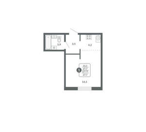 Студия квартира, вторичка, 28м2, 15/17 этаж