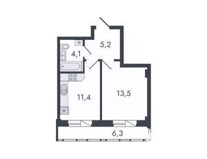 1-к квартира, вторичка, 41м2, 6/16 этаж