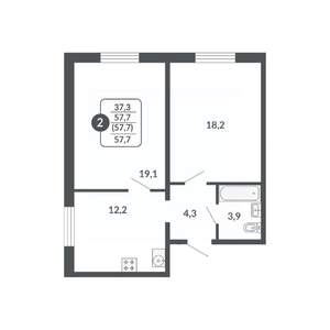 2-к квартира, вторичка, 58м2, 3/17 этаж