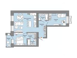 2-к квартира, строящийся дом, 70м2, 2/7 этаж