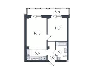 2-к квартира, вторичка, 49м2, 12/16 этаж