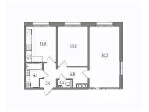 2-к квартира, вторичка, 59м2, 3/17 этаж