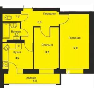 2-к квартира, вторичка, 51м2, 9/16 этаж