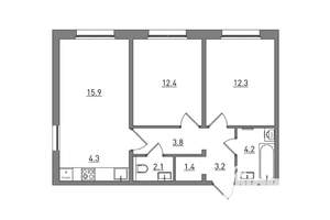 3-к квартира, вторичка, 60м2, 8/17 этаж