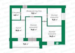 3-к квартира, вторичка, 66м2, 2/10 этаж