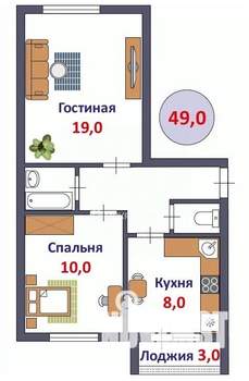 2-к квартира, вторичка, 49м2, 5/9 этаж