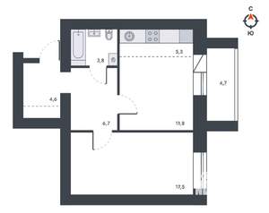 2-к квартира, вторичка, 54м2, 4/12 этаж