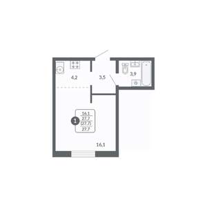 Студия квартира, вторичка, 28м2, 4/17 этаж