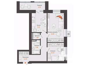 2-к квартира, вторичка, 57м2, 5/9 этаж