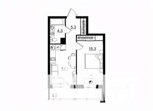 1-к квартира, строящийся дом, 41м2, 3/11 этаж
