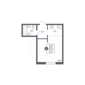 Студия квартира, вторичка, 28м2, 2/17 этаж