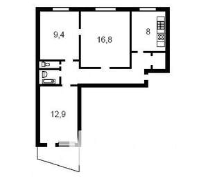 3-к квартира, вторичка, 60м2, 3/9 этаж
