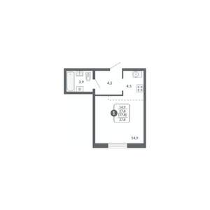 1-к квартира, вторичка, 28м2, 5/17 этаж